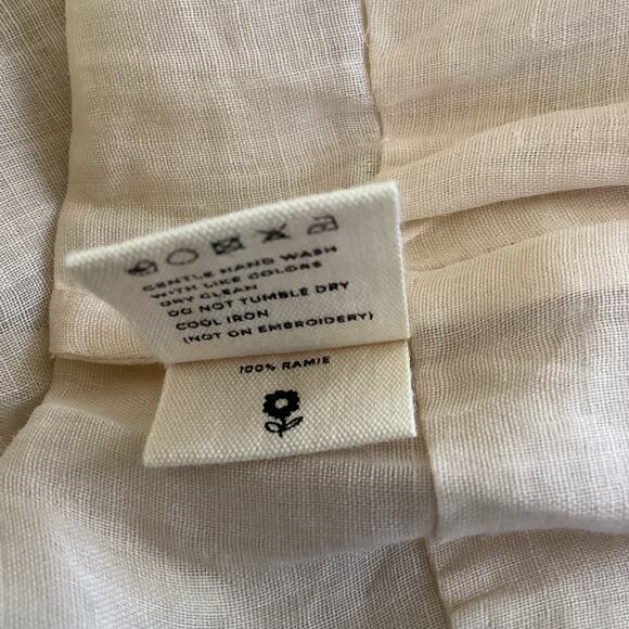 Innika Choo Ramie Linen Pleated Lattice Dress Irish Cream 1 S NWT $328 - Picture 10 of 12